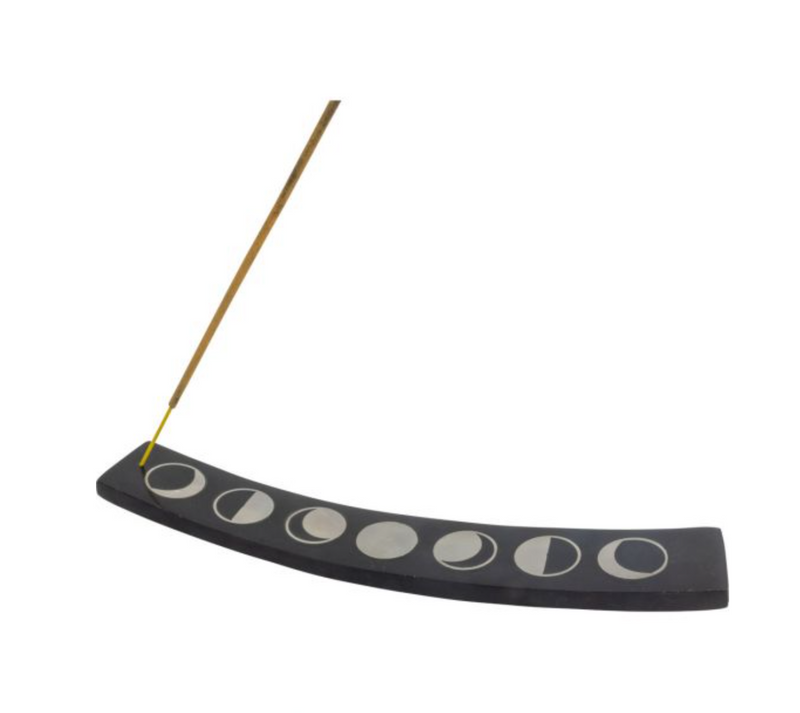 Moon Phases Soapstone with Silver Inlay Incense Holder