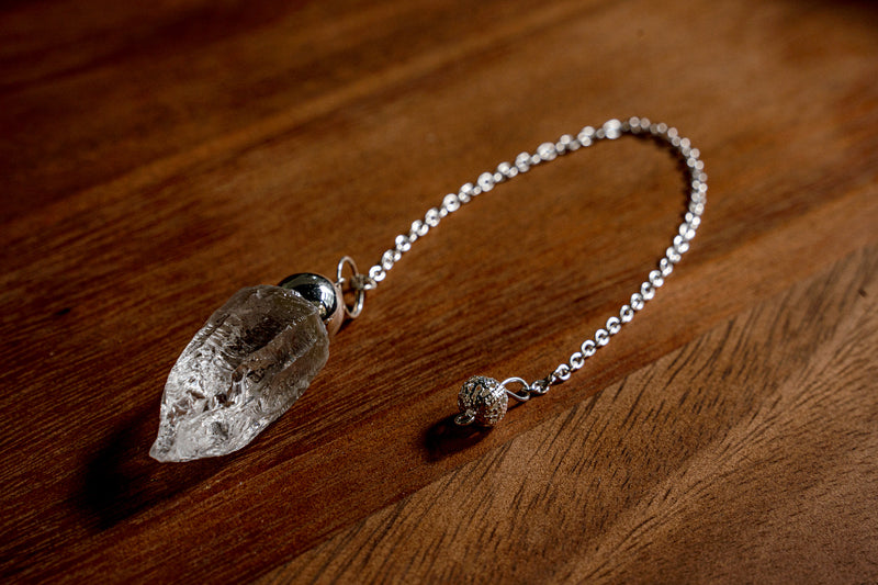 Raw Clear Quartz Gemstone Pendulum