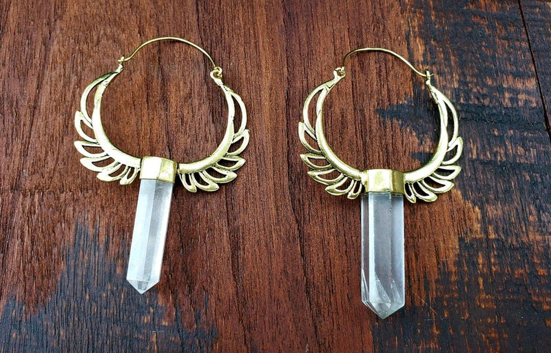 Crystal Wings Hoop Earrings
