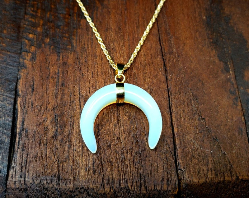 Gold Opalite Horn Necklace