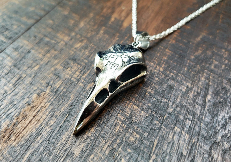 Nordic Omega Raven Skull Necklace