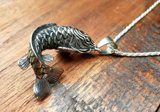 Steel Koi Fish Pendant Necklace