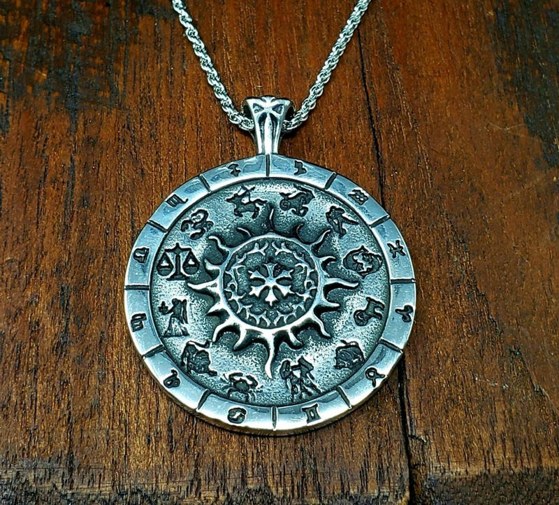 Steel Zodiac Amulet Necklace