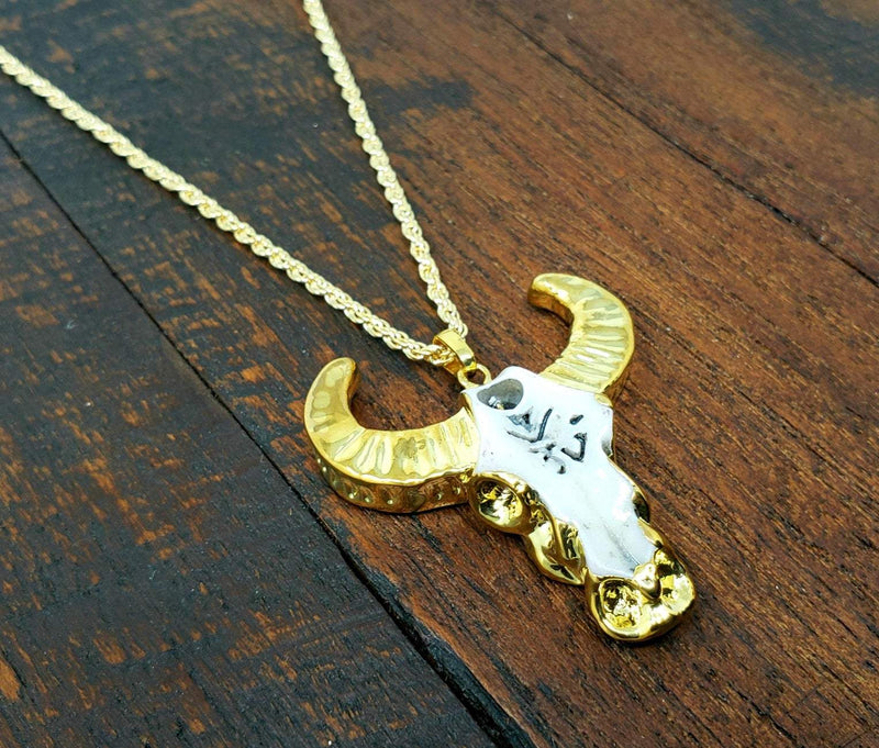 Tibetan Gold Bullhorn Necklace