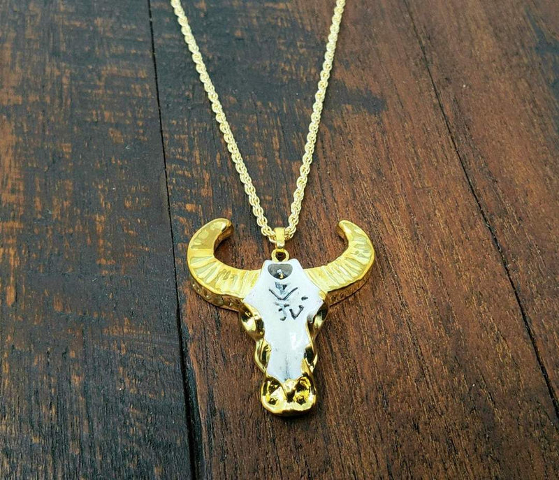 Tibetan Gold Bullhorn Necklace