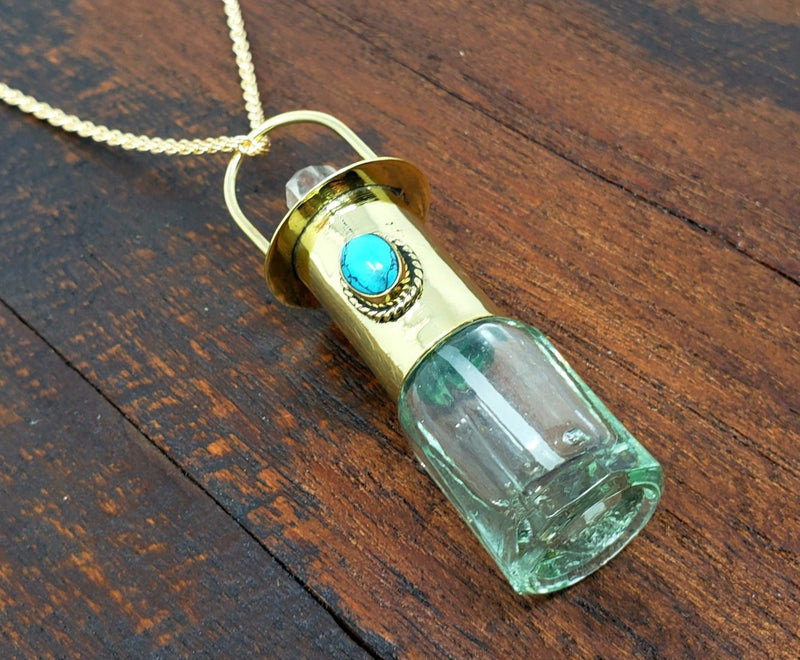 Turquoise Perfume Bottle Necklace