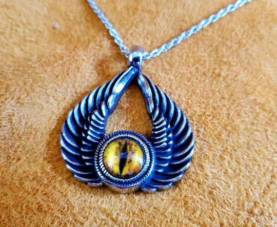 Winged Evil Eye Pendant Necklace