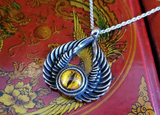 Winged Evil Eye Pendant Necklace